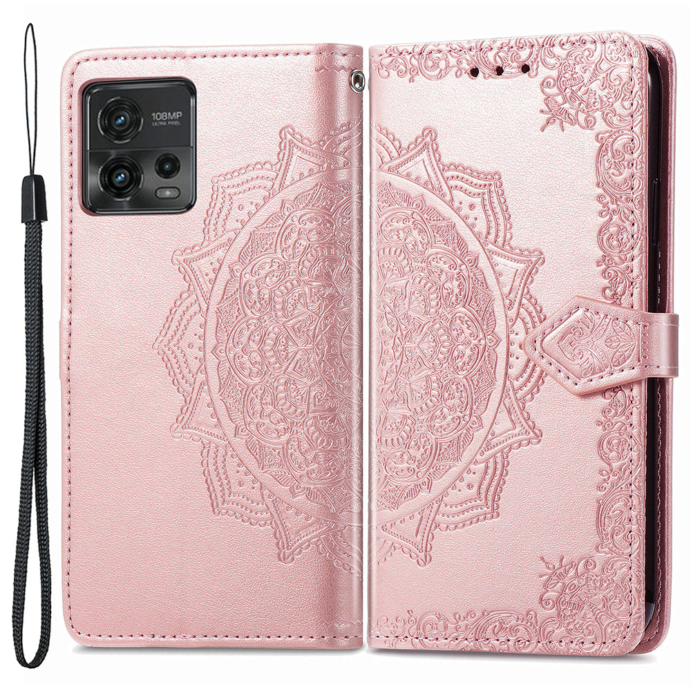 For Motorola Moto G72 4G Embossed Mandala Pattern Wallet Case PU Leather Stand Book Design Magnetic Phone Cover with Strap For Motorola Moto G72 4G Embossed Mandala Pattern Wallet Case PU Leather Stand Book Design Magnetic Phone Cover with Strap